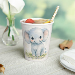 Zachte Reus Waterverf Mooie Olifant Baby Shower Papieren Bekers
