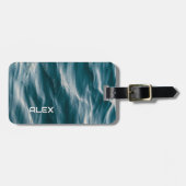 Zachte Ripple Deep Blue Blauwgroen Oceaan - Watert Bagagelabel (Voorkant horizontaal)