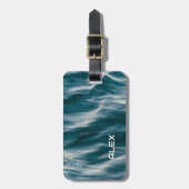 Zachte Ripple Deep Blue Blauwgroen Oceaan - Watert Bagagelabel (Voorkant verticaal)