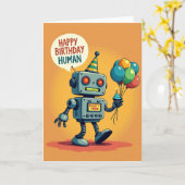 Zachte Robot Verjaardagskaart Kaart (Gele Bloem)