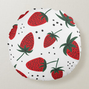 Zachte Rode Aardbei Fruit Patroon Rond Kussen