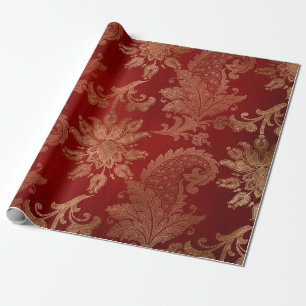 Zachte rode en gouden damast cadeaupapier
