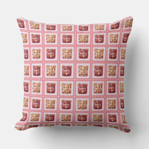 Zachte Rode Fluwelen Patchwork Koekje Teddibeer Kussen