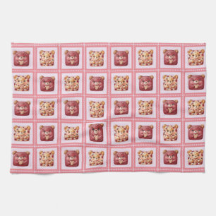 Zachte Rode Fluwelen Patchwork Koekje Teddibeer Theedoek