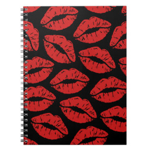 Zachte Rode Lippenstift Kusjes Lippenpatroon Notitieboek
