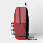 Zachte Rode Monogram Geborduurde Patch Buffalo Pla Bedrukte Rugzak (Rechts)