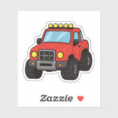 Zachte rode monstertruck sticker voor kinderen (Vel)