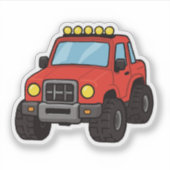 Zachte rode monstertruck sticker voor kinderen (Voorkant)