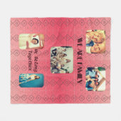 Zachte rode Retro Geometrische Ontwerp Fleece Deke (Voorkant (Horizontaal))