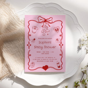 Zachte Rode & Roze Baby Borrel voor Meisjes of Jon Kaart