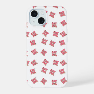Zachte Rode Teddybeer Patroon Kawaii Dier Naadlo iPhone 15 Case