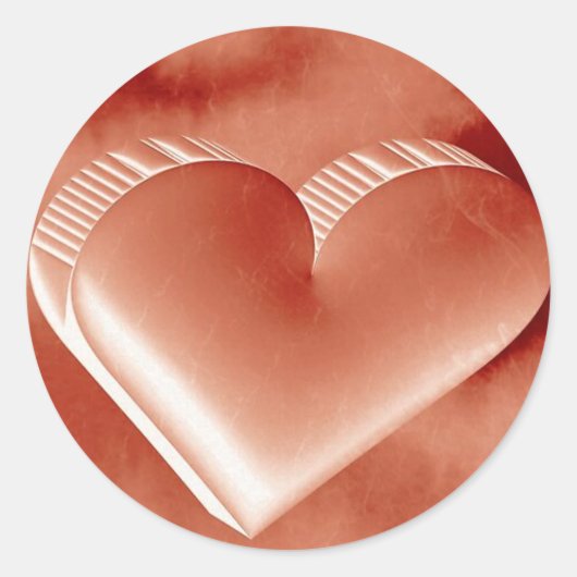 Zachte Rode Valentijnsdag 3d Hart Ronde Sticker (Voorkant)