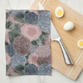 Zachte Romance Pioenenpatroon - Gedempte Roze en B Theedoek (Quarter Fold)