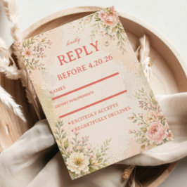 Zachte Romantische Bloem RSVP Kaartje