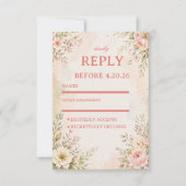 Zachte Romantische Bloem RSVP Kaartje (Voorkant)