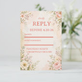 Zachte Romantische Bloem RSVP Kaartje (Staand voorkant)