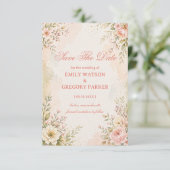 Zachte Romantische Bloem Save The Date (Staand voorkant)