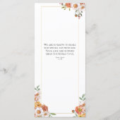 Zachte romantische bloemen menu botanische bruilof (Achterkant)