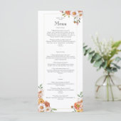 Zachte romantische bloemen menu botanische bruilof (Staand voorkant)