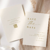 Zachte romantische crème en gouden bruiloft save the date