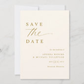 Zachte romantische crème en gouden bruiloft save the date (Voorkant)