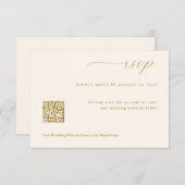 Zachte Romantische Crème en Gouden Huwelijk QR Cod RSVP Kaartje (Voorkant / Achterkant)