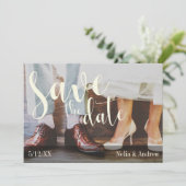 Zachte Romantische Foto-Typografie 30 Save the Dat Date (Staand voorkant)