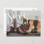 Zachte Romantische Fototypografie 30 Save the Date Aankondigingskaart (Voorkant / Achterkant)