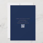 Zachte romantische marine blauw en gouden bruiloft save the date (Achterkant)
