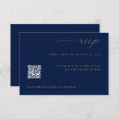 Zachte Romantische Marine Blauw Goud Bruiloft QR C RSVP Kaartje (Voorkant / Achterkant)