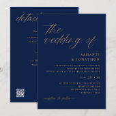 Zachte romantische marine en goud Alles in één bru Kaart (Voorkant / Achterkant)