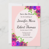 Zachte Romantische Roze Petunia Save The Date (Voorkant)