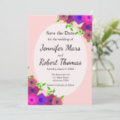 Zachte Romantische Roze Petunia Save The Date (Staand voorkant)