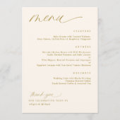 Zachte Romantische Script Cream Goud Bruiloft Menu (Voorkant)