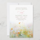 Zachte romantische weide Wildbloemen Zomer bruilof Kaart (Voorkant)