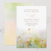 Zachte romantische weide Wildbloemen Zomer bruilof Kaart (Voorkant / Achterkant)