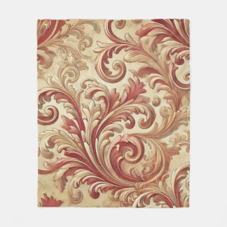 Zachte rood en gouden damastpatroon fleece deken