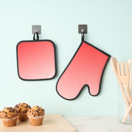 Zachte rood roze verloop achtergrond minimaal abst ovenwant & pannenlap set (Insitu(Ophanging))