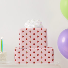 Zachte Roze Aardbei Patroon voor Meisjes Cadeaupapier