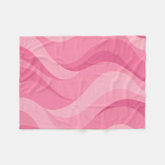 Zachte Roze Abstracte Golven Fleece Deken (Voorkant (Horizontaal))