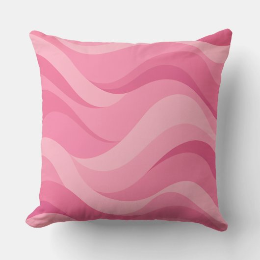 Zachte Roze Abstracte Golven Kussen (Voorkant)