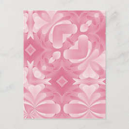 Zachte Roze Abstracte Harten en Diamanten Briefkaart