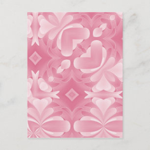 Zachte Roze Abstracte Harten en Diamanten Briefkaart