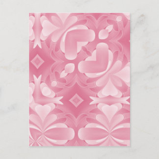 Zachte Roze Abstracte Harten en Diamanten Briefkaart