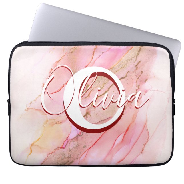 Zachte roze alcoholdoekje laptop sleeve (Voorkant)