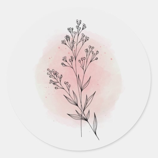 Zachte Roze Aquarel Bloem Decor Stickers (Voorkant)