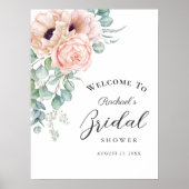 Zachte Roze Aquarel Bloem Meisje Bruids Shower Poster (Voorkant)