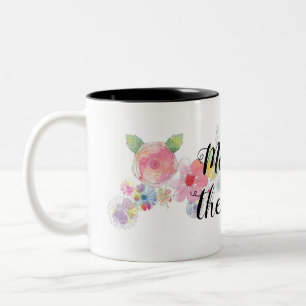 Zachte Roze Aquarel Bloem Moeder van de Bruid Tweekleurige Koffiemok