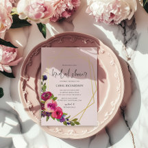 Zachte Roze Aquarel Bloemachtige Bruidsdouche