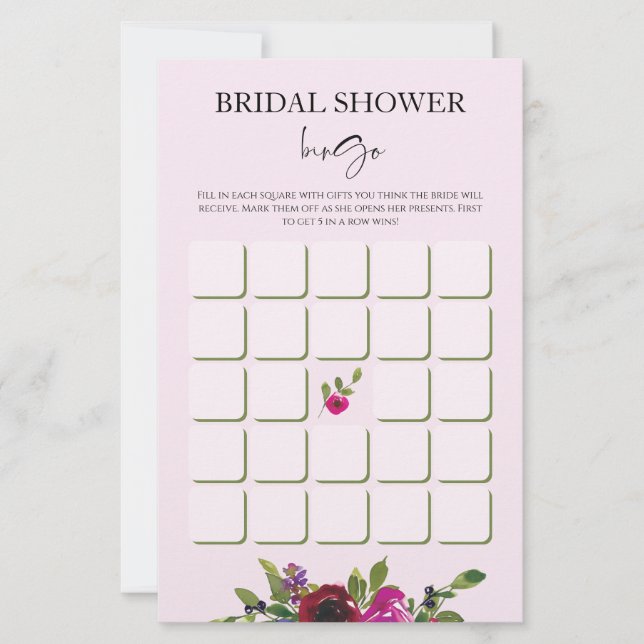 Zachte Roze Aquarel Bloemachtige Bruiloftsshower B (Voorkant)
